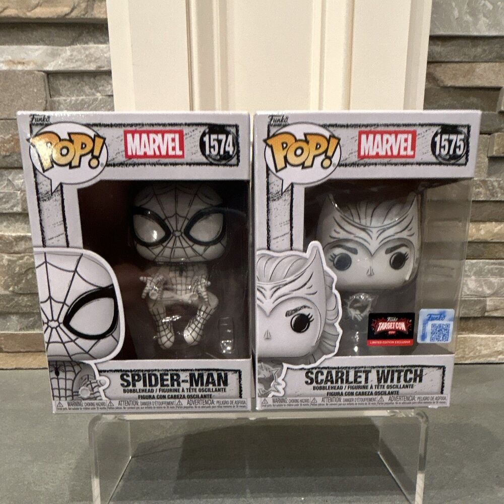 Funko Pop! Marvel Spider-Man #1574 & Scarlet Witch #1575 TargetCon Excl LE